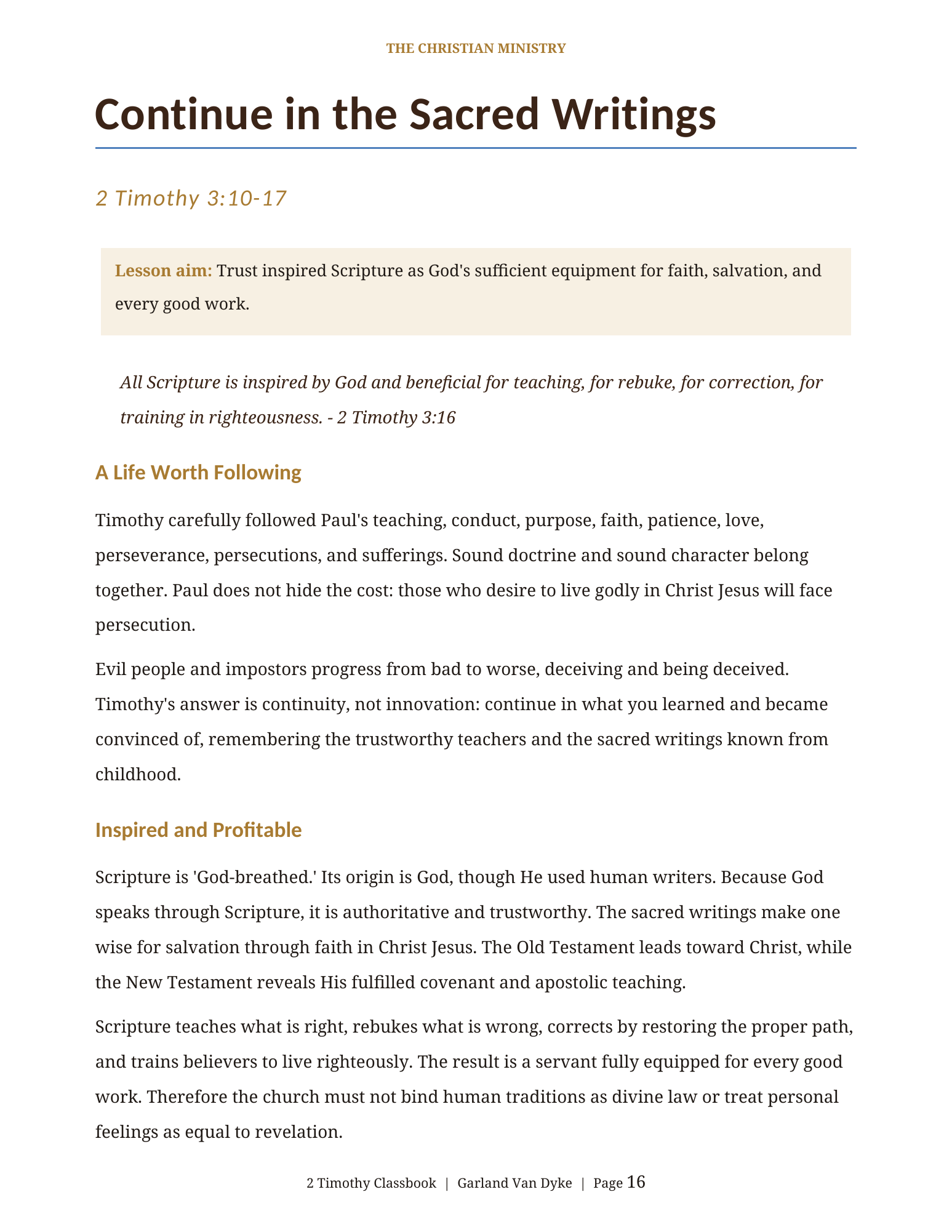 2 Timothy Bible class workbook page 17