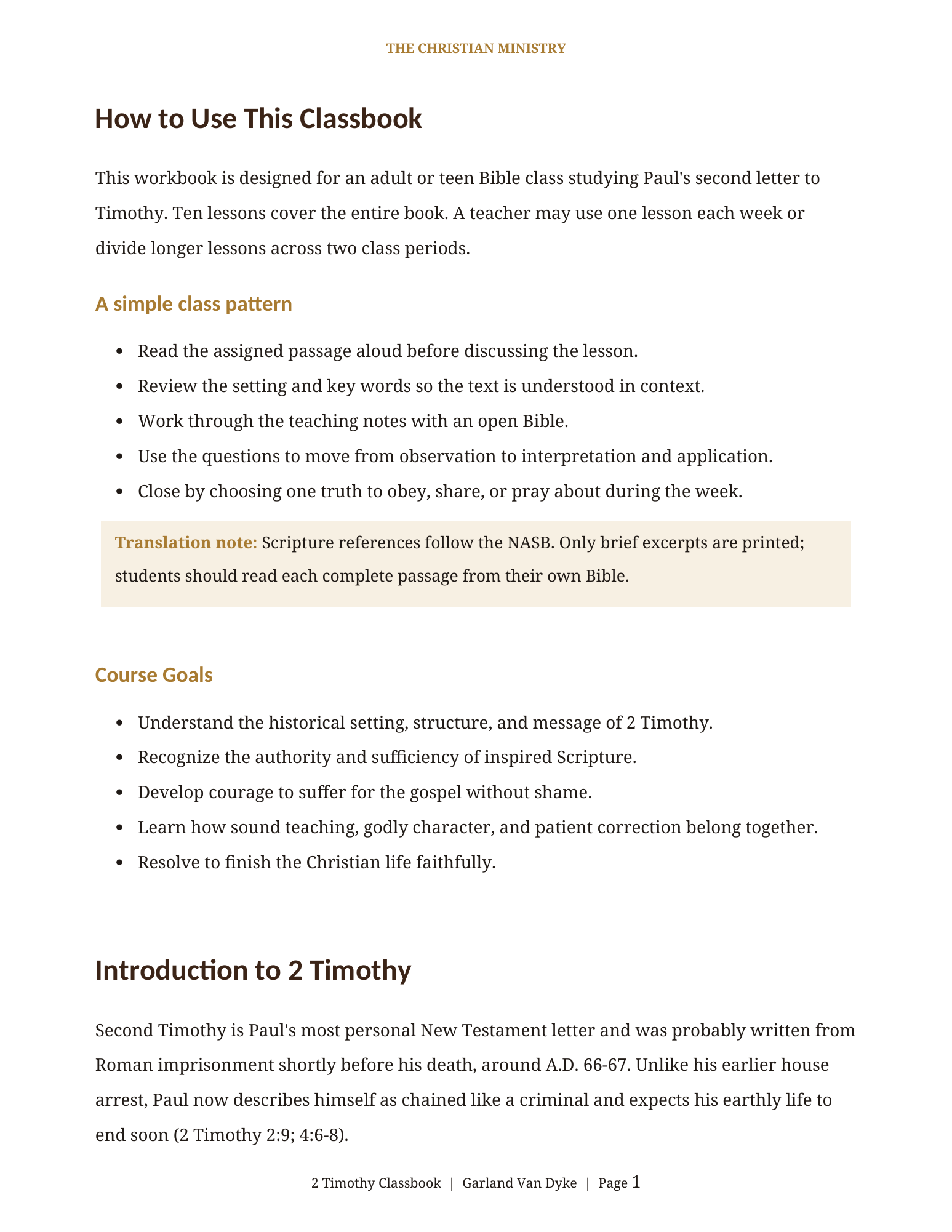 2 Timothy Bible class workbook page 2