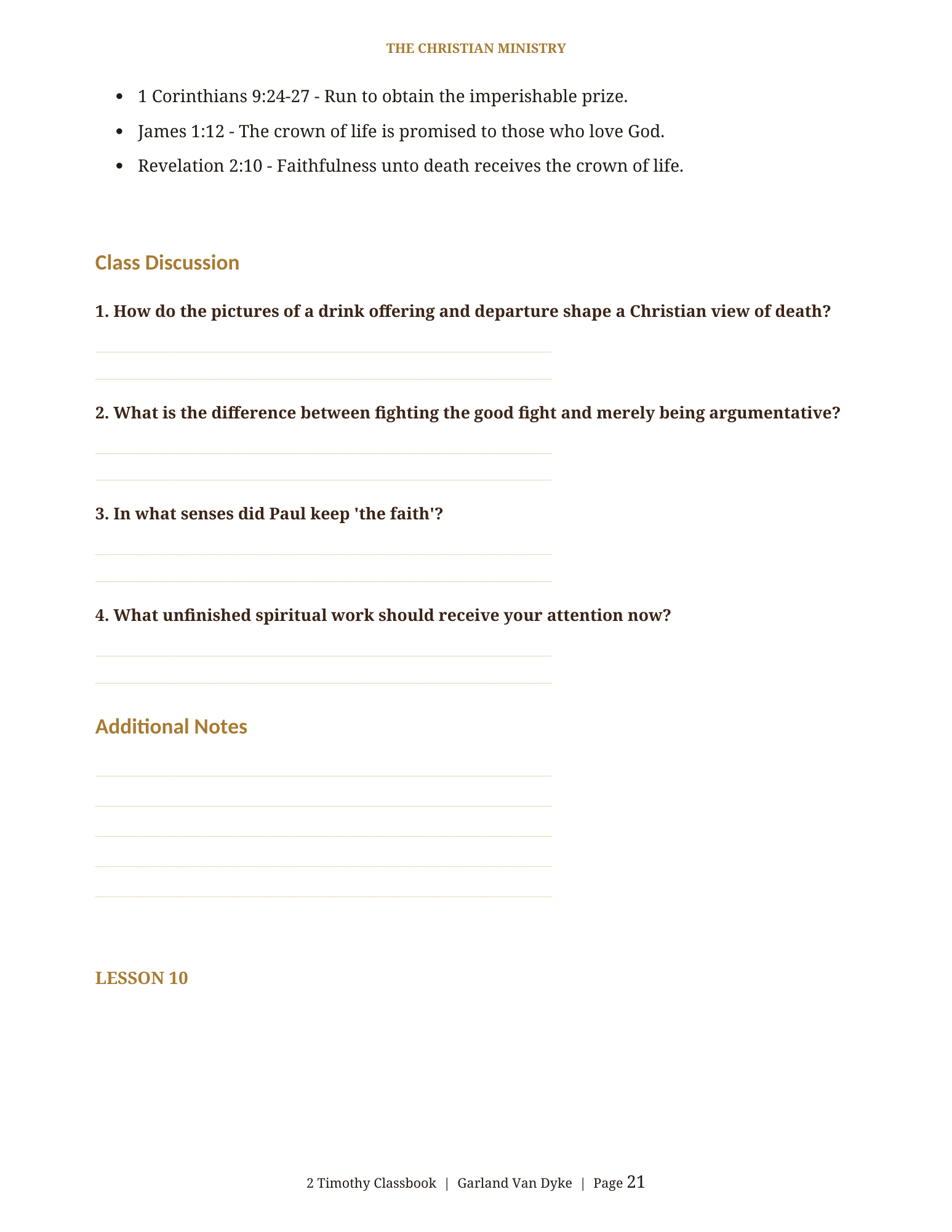 2 Timothy Bible class workbook page 22