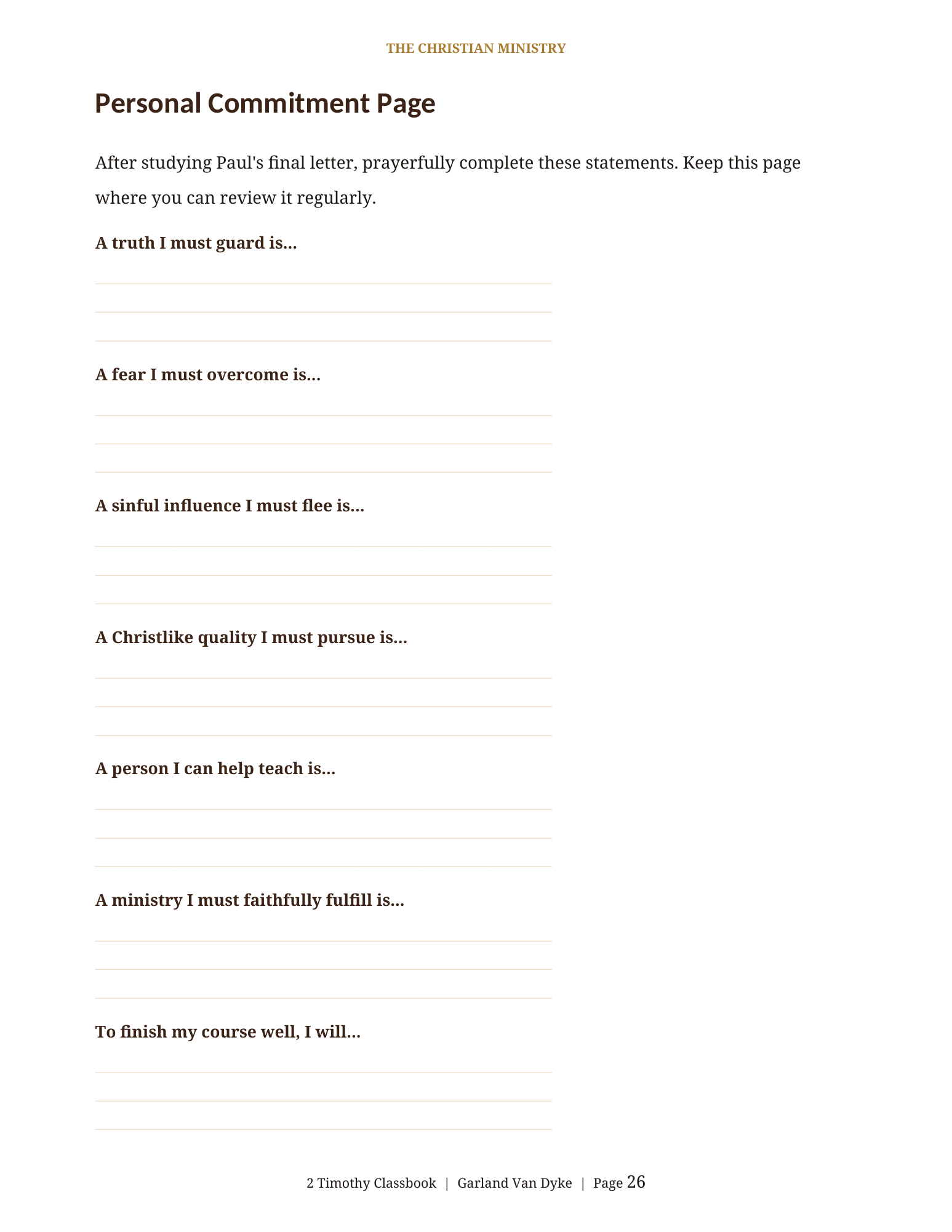 2 Timothy Bible class workbook page 27