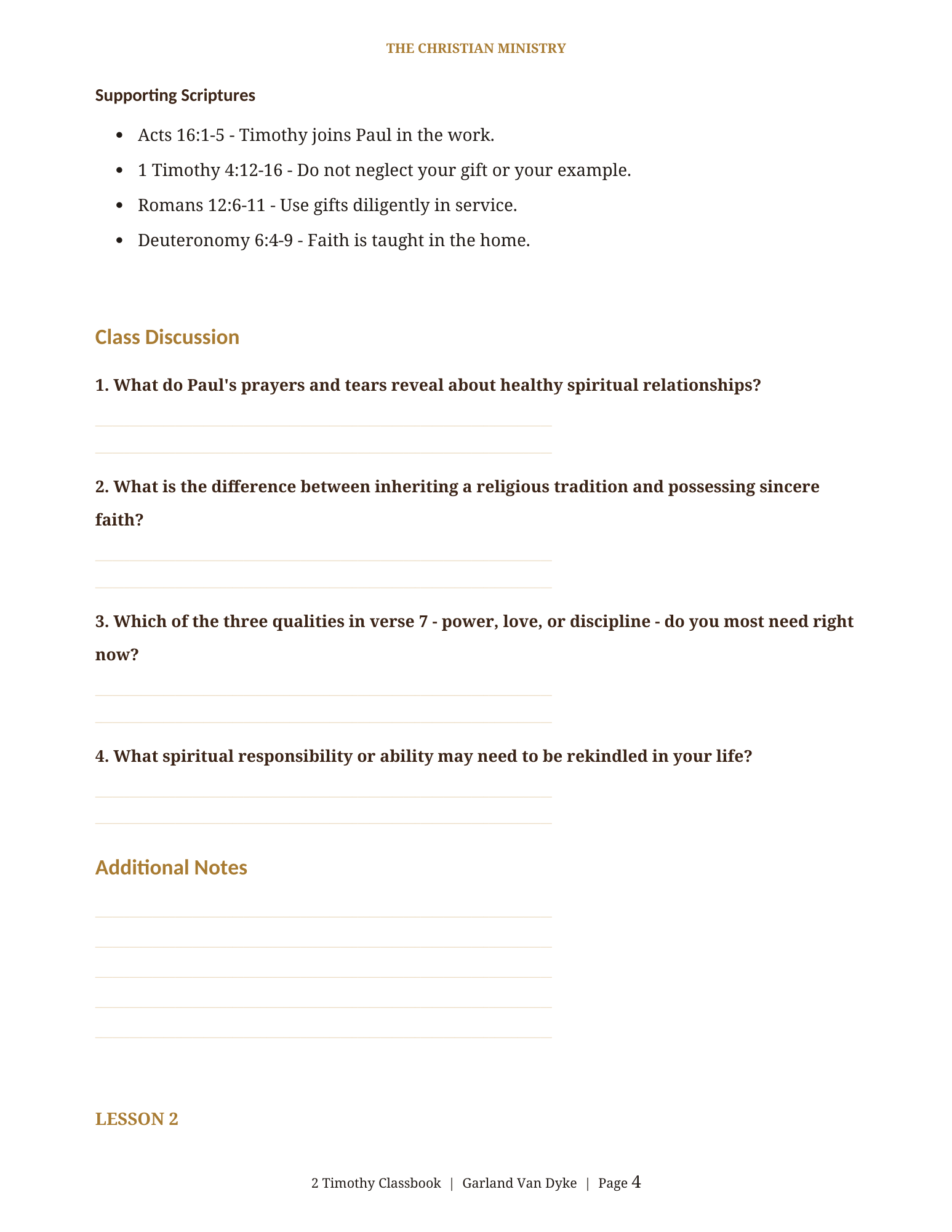 2 Timothy Bible class workbook page 5