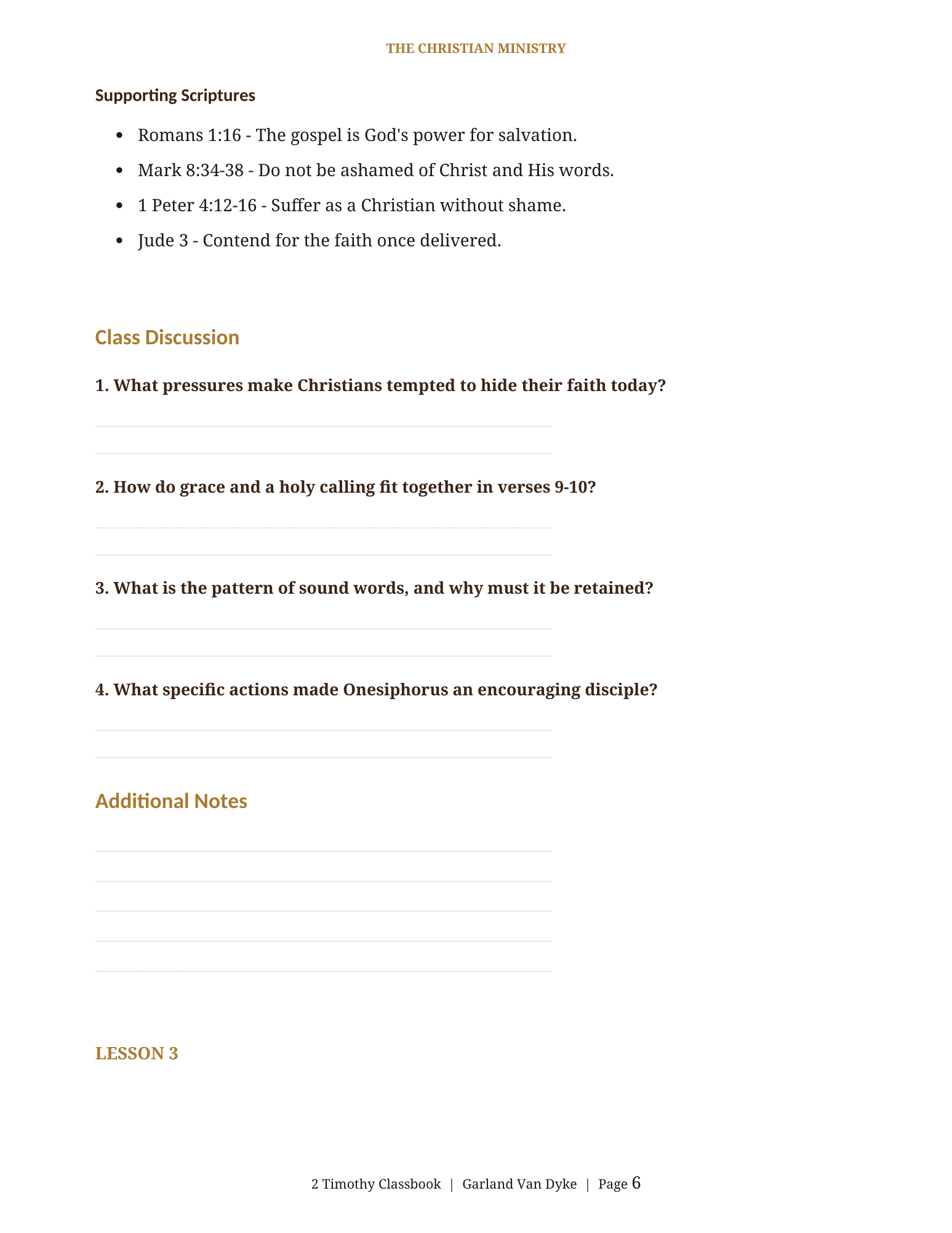 2 Timothy Bible class workbook page 7